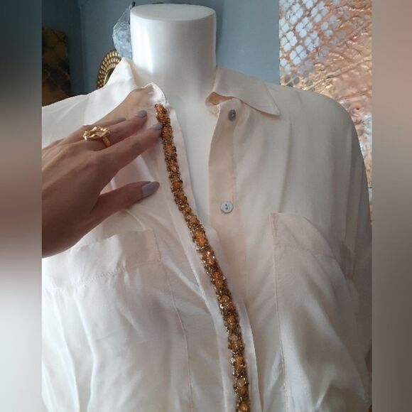 Nwt Zara Limited Edition Beaded Sheer Blouse - Picture 8 of 15